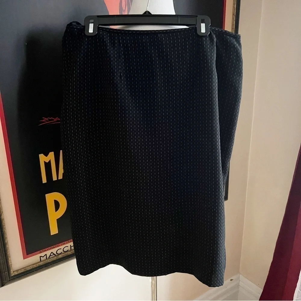 Giorgio di Sant' Angelo Vintage Black White Linear Lined Pencil Suit Skirt